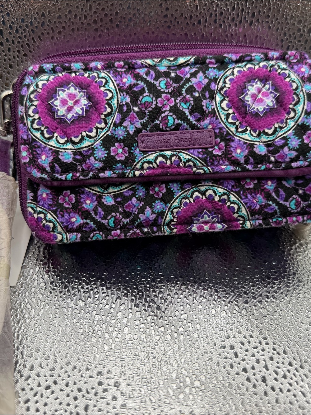Vera Bradley Purple Black Floral Quilted Crossbody
